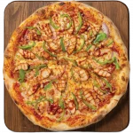BBQ Pulled Chicken Pizza BBQ pulled chicken pizza with green herbs