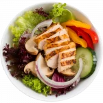 Chicken Salad Grilled chicken salad with mushrooms and peppers