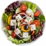 Feta Cheese Salad. Feta cheese salad with tomatoes, olives and peppers