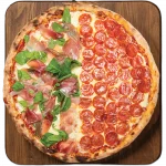 12” Half & Half Pizza Half and half pizza with Parma ham on one side and pepperoni on the other