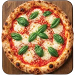 Classic Margherita Pizza Margherita pizza topped with fresh basil and mozzarella