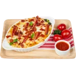 Mashed Potato Sausages & Cheese Baked mashed potato with sausage, bacon and cheese