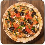 Truffle Pepperoni Duo Pizza Truffle and pepperoni pizza with fresh tomato